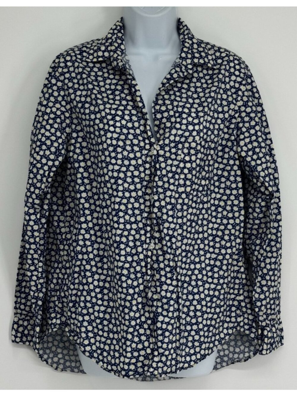 Grayson The Hero Long Sleeve Blouse Size 3 M Blue Daisy Floral Print